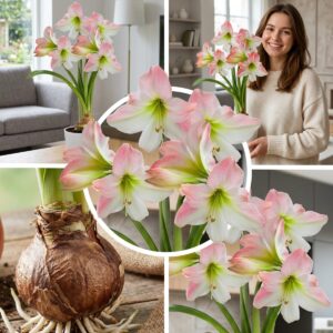 Amaryllis Gewachst Mehrjährig - Apple Blossom - 1 Zwiebel bei Amazon bestellen